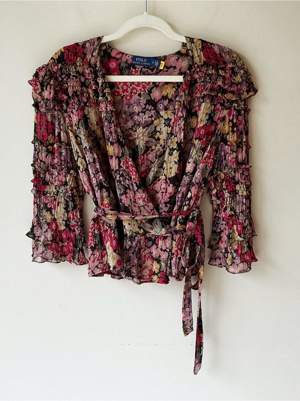 Polo Ralph Lauren Floral Wrap Peplum Blouse in Primrose Floral Size M - Picture 3 of 9